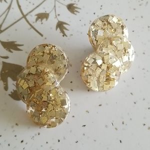Vintage confetti lucite clip on earrings